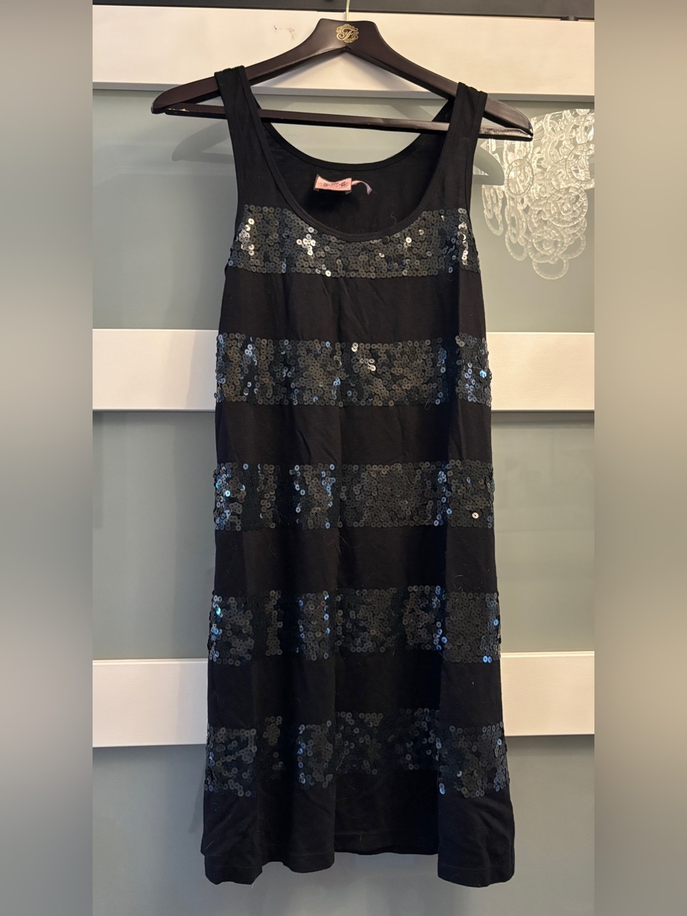 Juicy Couture Black Sequin Tank Dress Petite Small Y2K